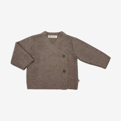 Baby Pullover Heidi toffee aus Merinowolle mit seitlichen Knöpfen 