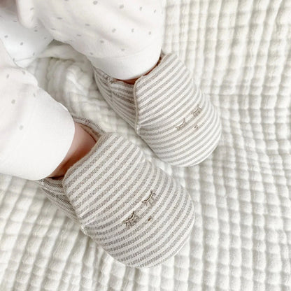 Livly Baby Krabbelschuhe beige gestreift 