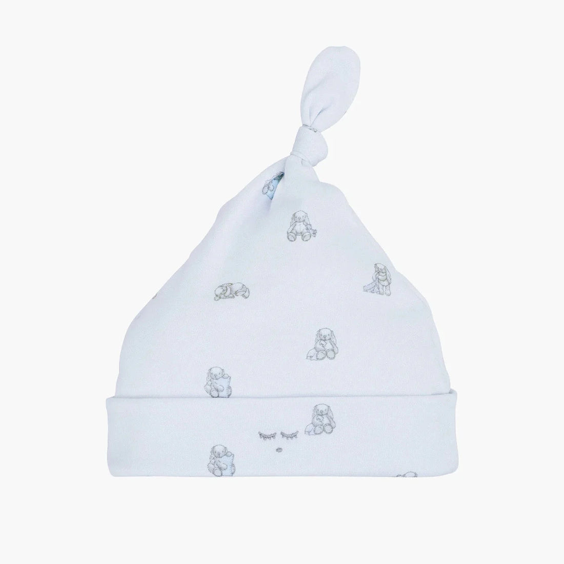Livly Baby Mütze Beannie blau mit Hasen-Print aus PIMA Baumwolle