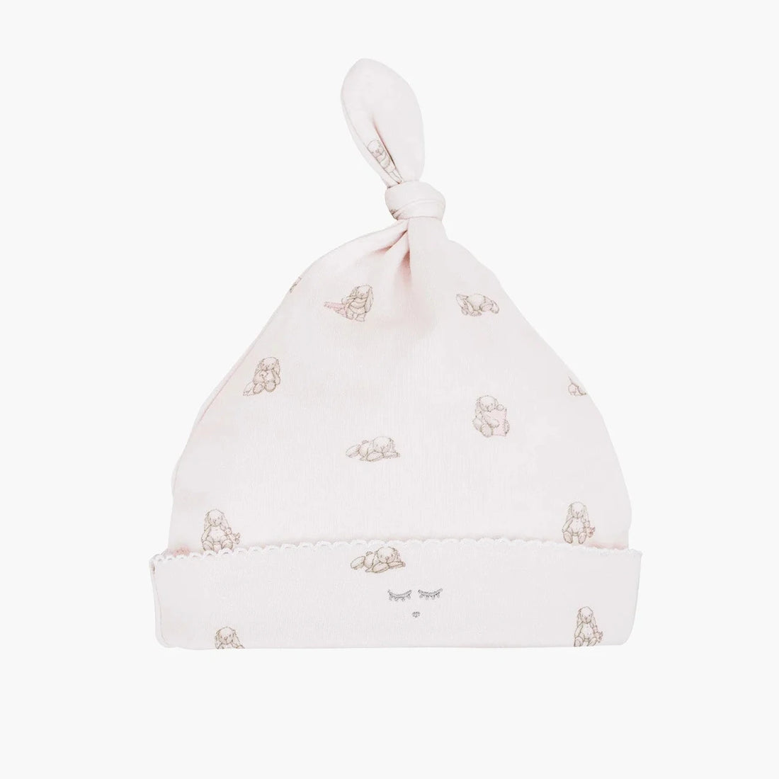 Livly Baby Mütze Beannie rosa mit Hasen-Print aus PIMA Baumwolle