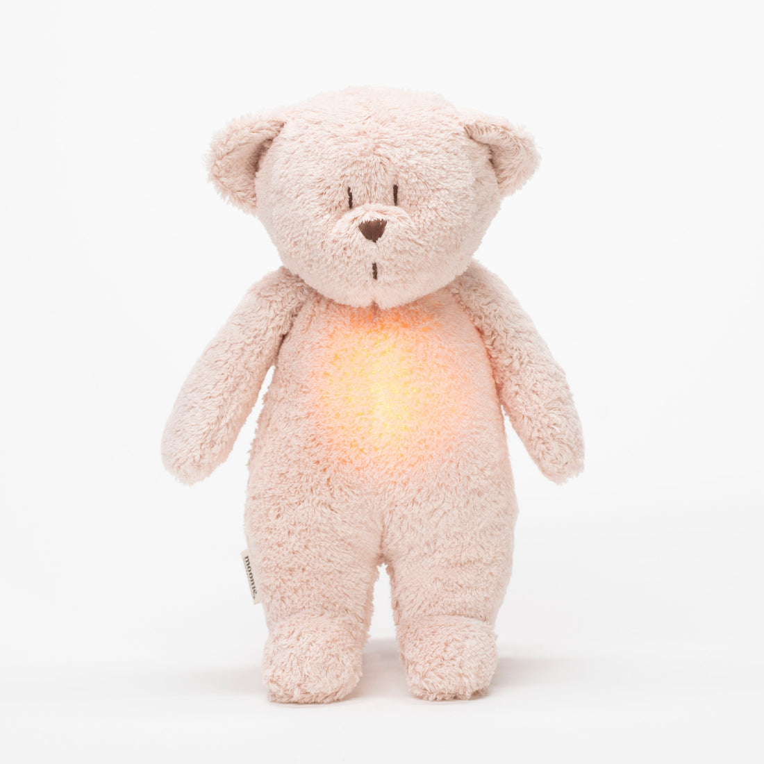 Moonie Teddy Bär organic rosa natur auf weißem Hintergrund