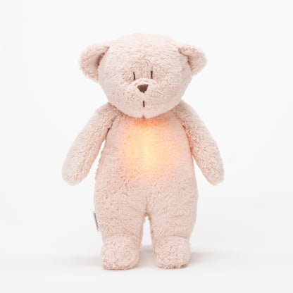 Moonie Teddy Bär organic rosa natur auf weißem Hintergrund