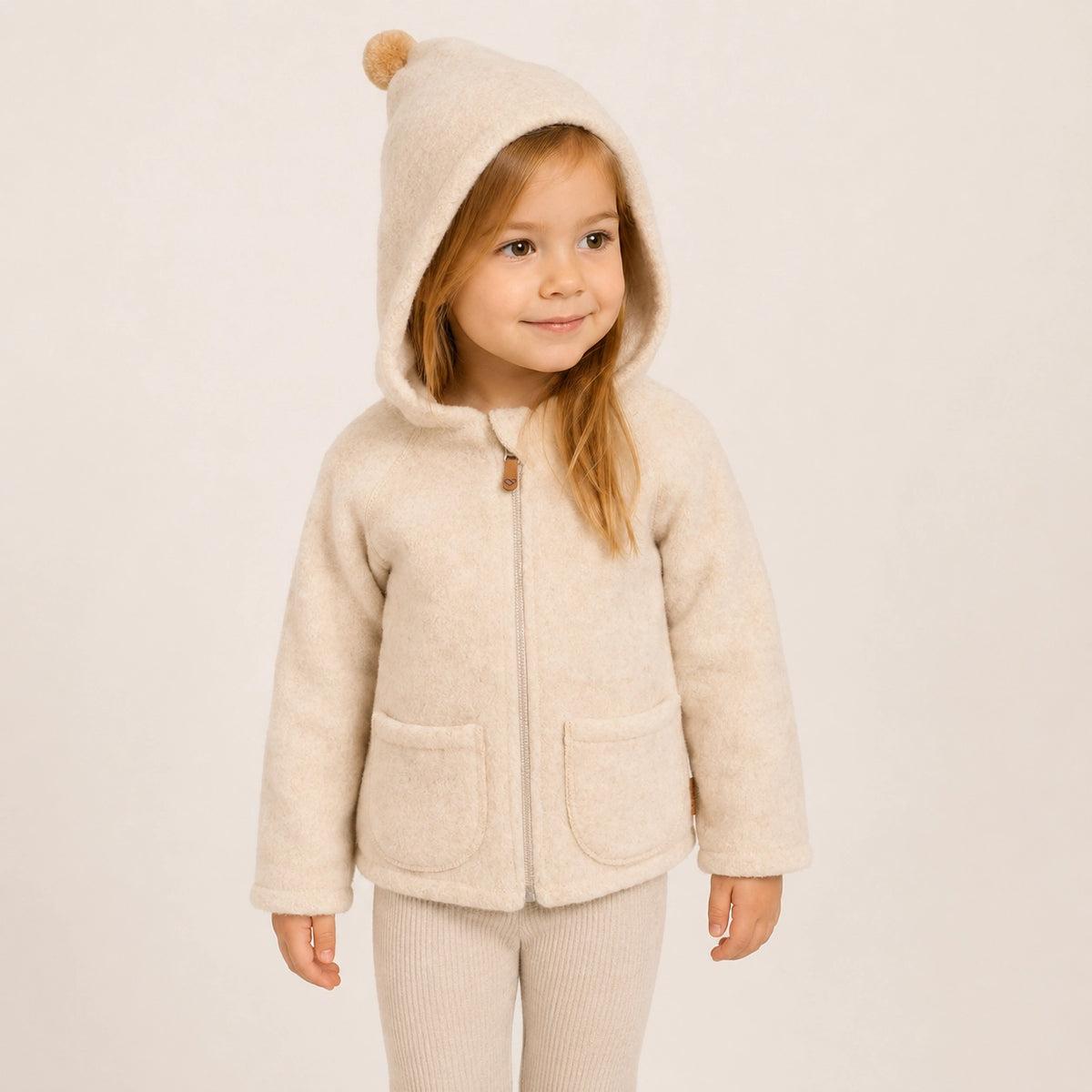 Zaffiro Baby &amp; Kinder Wolljacke in Beige aus Schafwolle 