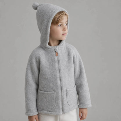 Zaffiro Baby &amp; Kinder Wolljacke in Hellgrau aus Schafwolle 
