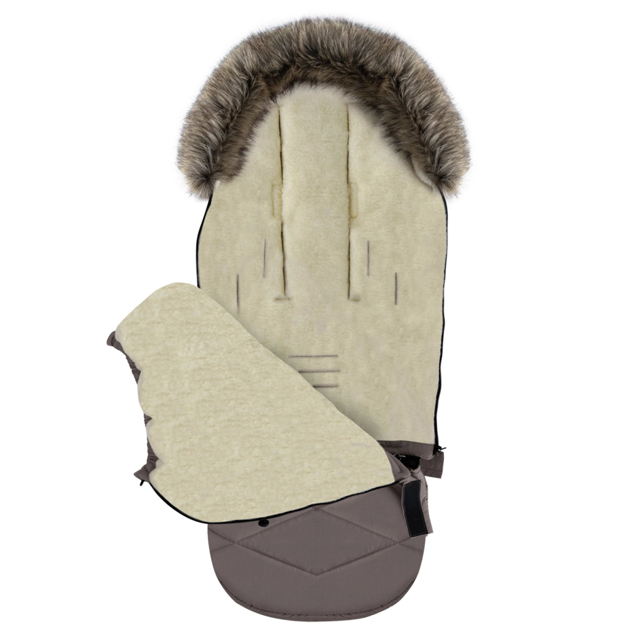 Fußsack GrowUP Nordico taupe mit BASIC-Schafwolle - mitwachsend