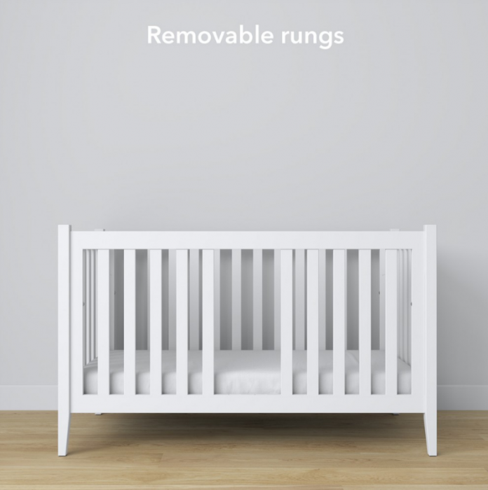Babybett 70x140 weiß Holz mit herausnehmbaren Sprossen - harmony ambiente