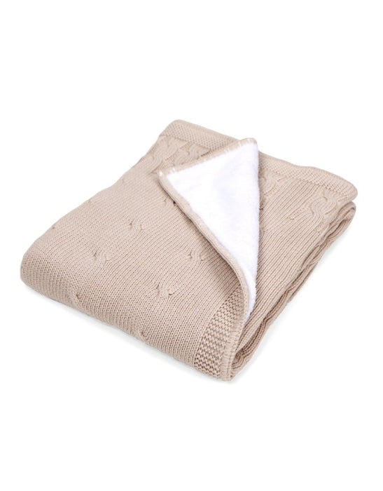 Baby Strickdecke Plüschdecke beige für Beistellbett oder Kinderwagen 80x100 von Poetree Kids - harmony ambiente